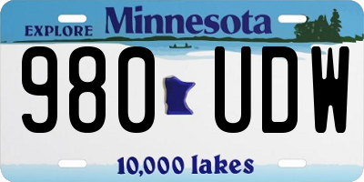 MN license plate 980UDW