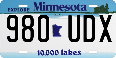 MN license plate 980UDX