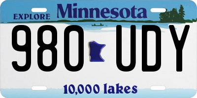 MN license plate 980UDY