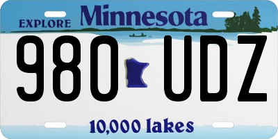 MN license plate 980UDZ