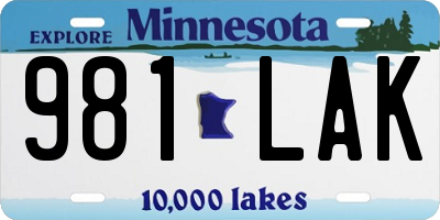 MN license plate 981LAK