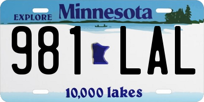 MN license plate 981LAL