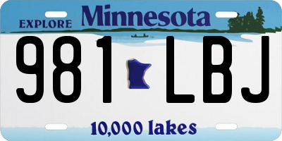 MN license plate 981LBJ