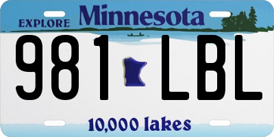 MN license plate 981LBL