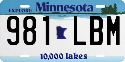 MN license plate 981LBM