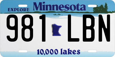 MN license plate 981LBN
