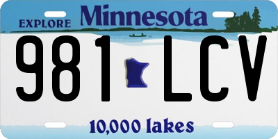 MN license plate 981LCV