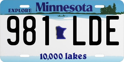 MN license plate 981LDE