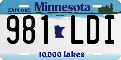 MN license plate 981LDI