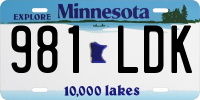 MN license plate 981LDK