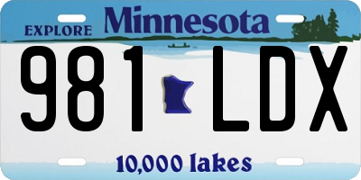MN license plate 981LDX