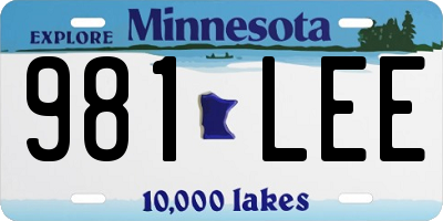 MN license plate 981LEE