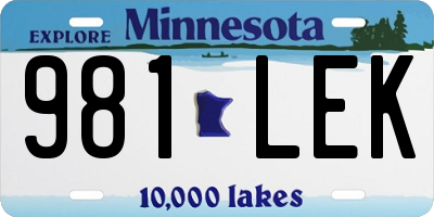 MN license plate 981LEK