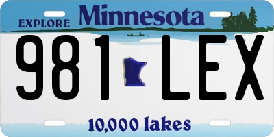 MN license plate 981LEX