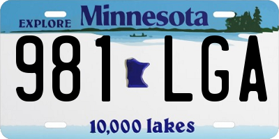 MN license plate 981LGA