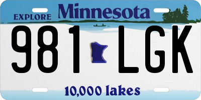 MN license plate 981LGK