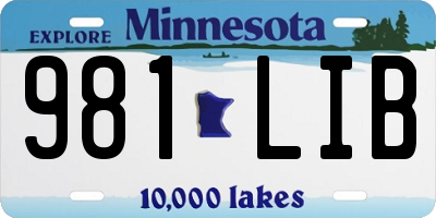 MN license plate 981LIB