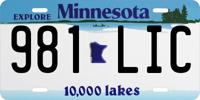 MN license plate 981LIC