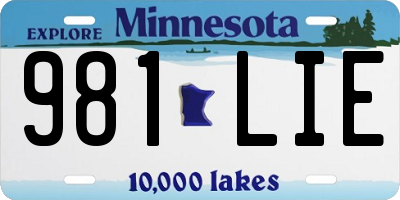 MN license plate 981LIE