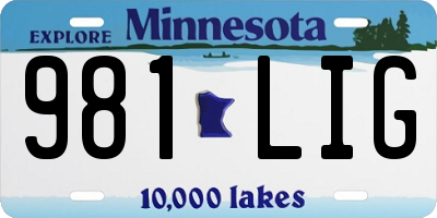 MN license plate 981LIG