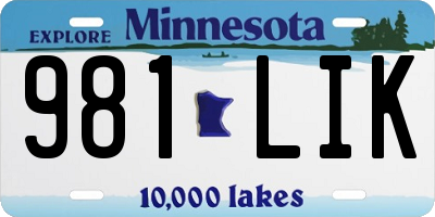 MN license plate 981LIK
