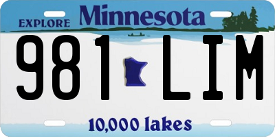 MN license plate 981LIM