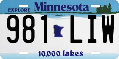 MN license plate 981LIW