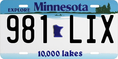 MN license plate 981LIX