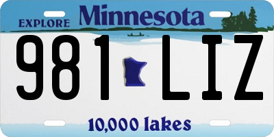 MN license plate 981LIZ