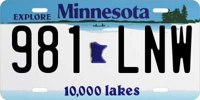 MN license plate 981LNW