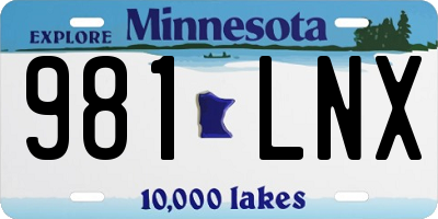 MN license plate 981LNX