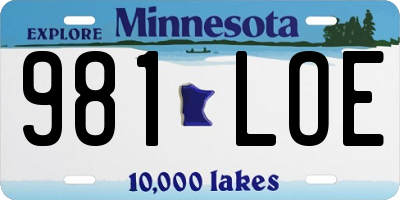 MN license plate 981LOE