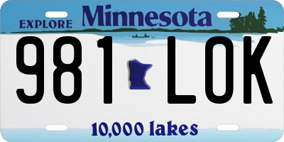 MN license plate 981LOK