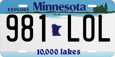 MN license plate 981LOL