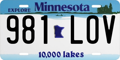 MN license plate 981LOV