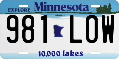 MN license plate 981LOW