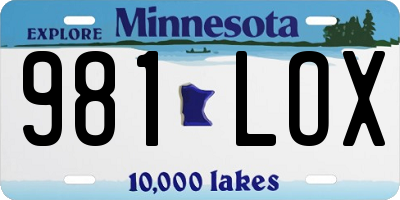MN license plate 981LOX