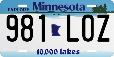 MN license plate 981LOZ