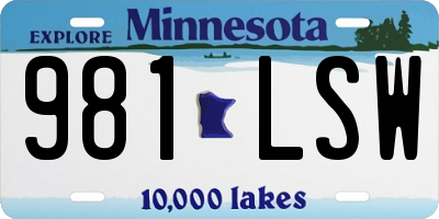 MN license plate 981LSW