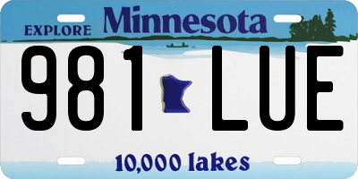 MN license plate 981LUE