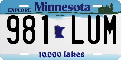 MN license plate 981LUM