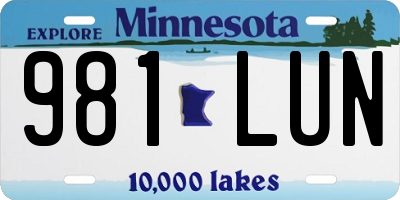 MN license plate 981LUN