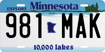 MN license plate 981MAK