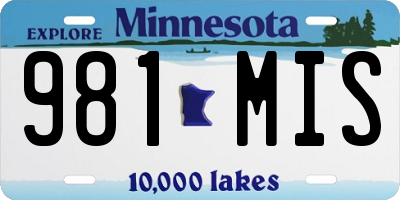 MN license plate 981MIS