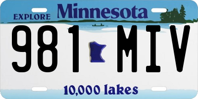 MN license plate 981MIV