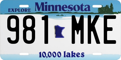 MN license plate 981MKE