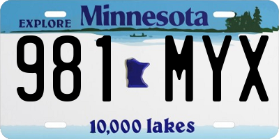 MN license plate 981MYX