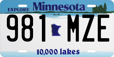 MN license plate 981MZE