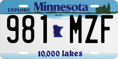 MN license plate 981MZF