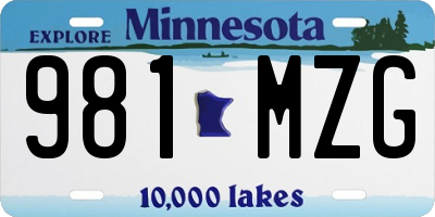 MN license plate 981MZG